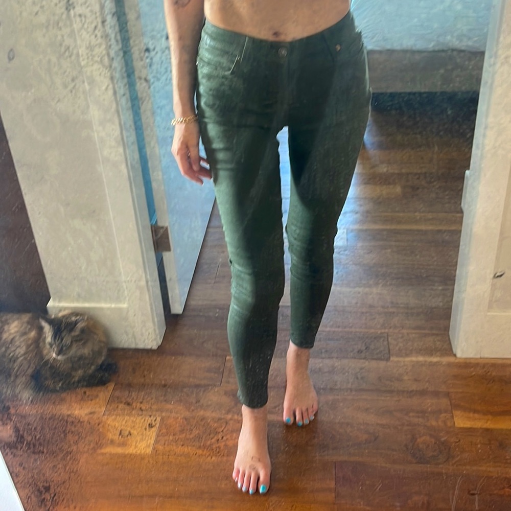 7 For All Mankind Green Waxed jeans ‘24’